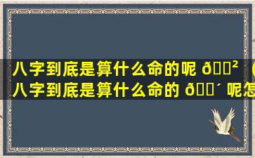 八字到底是算什么命的呢 🌲 （八字到底是算什么命的 🐴 呢怎么看）